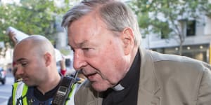 Cardinal George Pell arrives at Melbourne Magistrates Court in March 2018.