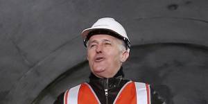 Then PM Malcolm Turnbull visits the existing Snowy Hydro scheme in 2017.
