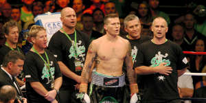 Hyder,on far right,with Danny Green before a fight.