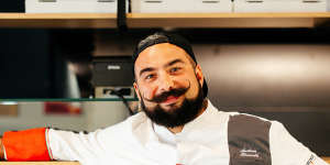 Andrea Brunelli of Maestro:creator of extraordinarily crisp,featherweight dough,owner of an extraordinary moustache. 
