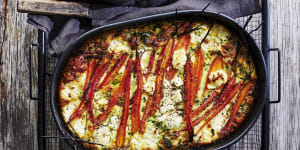 Caramelised carrot and goat's cheese frittata.