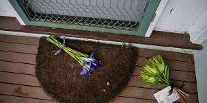 Bouquets left at the doorstep of the Korumburra home of Ian and Heather Wilkinson.