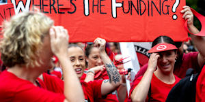 Victoria teachers on strike in March.
