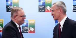 Prime Minister Anthony Albanese meets NATO secretary-general Jen Stoltenberg.