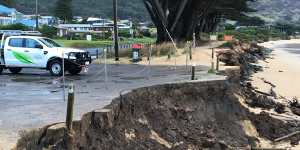 Damage at the Tuxion Road car park in Apollo Bay in June 2018.