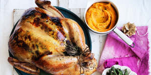 Neil Perry's roast turkey with stuffing. 