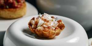 A “Delicate” lobster tart served at Society restaurant.