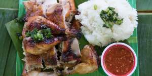 Grilled chicken with sticky rice at Hai Au Lang Nuong in Canley Vale.