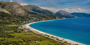 The villages of Qazim Pali and Piqeras near Saranda (Sarande) on the Albanian Riviera.