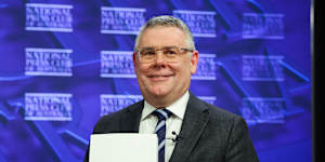 Environment Minister Murray Watt at the National Press Club on Thursday with his revised version of the Environment Protection and Biodiversity Conservation Act.