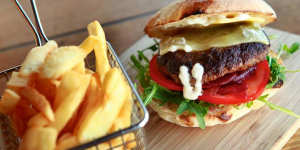 Tuck into the wagyu burger and"fat chips"at Hey Jude.