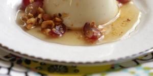 Buttermilk panna cotta with honey and grape syrup