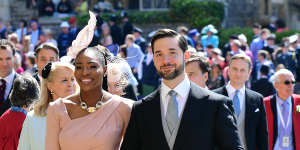 Serena Williams and her husband Alexis Ohanian arrive at St George’s Chapel at Windsor Castle for the wedding.