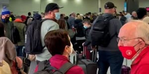 Long queues at Melbourne airport