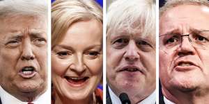 The free world is suffering from an eclipse of political star power:(from left) Donald Trump,Liz Truss,Boris Johnson and Scott Morrison.