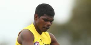 Maurice Rioli in action on Friday.