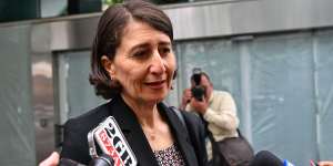 Gladys Berejiklian leaves the ICAC after giving evidence in November 2021.