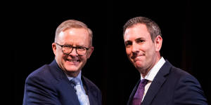 A job well done:Prime Minister Anthony Albanese and Treasurer Jim Chalmers at the Jobs and Skills Summit on Friday.