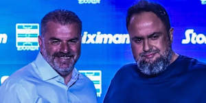 Ange Postecoglou and Evangelos Marinakis in July.