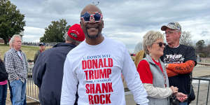 Trump fan Shank Rock at a rally in Rock Hill,South Carolina.