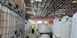 EPA inspectors at one of the Melbourne warehouses.