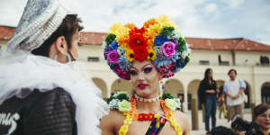 Drag queens at the announcement of Sophie Ellis-Bextor as the headline act for the Mardi Gras Bondi Beach party.