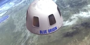 An illustration provided by Blue Origin shows the capsule that the company aims to take tourists into space. 