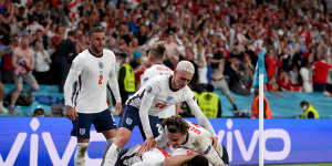 England celebrate in front of a raucous Wembley crowd.
