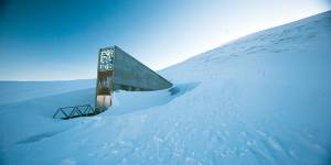 The doorway to the Global Seed Vault,a kind of backup storage for the world's plants.