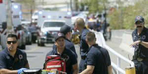 El Paso Fire Medical personnel arrive at the scene of the Walmart shooting. 