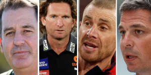 Ross Lyon,James Hird,Simon Goodwin and Adam Kingsley are all potential contenders for the coaching role at Essendon.