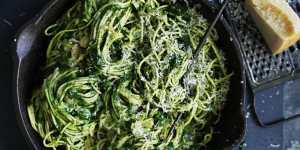 Go green(er) with spaghetti with zucchini and spinach.