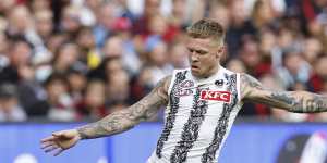 Jordan De Goey in full flight on Anzac Day.