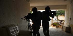 Members of the Israeli military’s counter-terrorism unit during a simulated drill where they practise daily in the event of an attack in northern Israel.