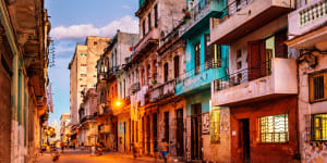 The streets of Havana at dusk.