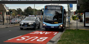 A new bus lane on Parramatta Road in Ashfield.