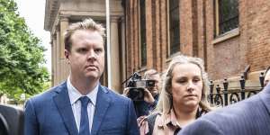 Senior Constable Kristian White outside the NSW Supreme Court on the first day of his trial.