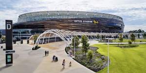 Optus Stadium's exterior design makes it look like a swan's nest – it's supposed to blend into its surroundings.