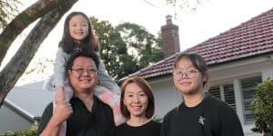 Tian Bai and Johnathan Ma,with their children,Alicia and Evelyn,are selling their Killara home to upsize.