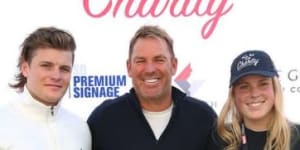 Shane Warne,pictured with his children Jackson (left) and Brooke.