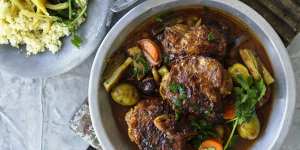 Jill Dupleix's chicken tagine with figs and olives.