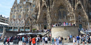 La Sagrada Familia,designed by architect Antonio Gaudi,in Barcelona.