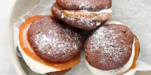 Chocolate whoopie pies with salted caramel.