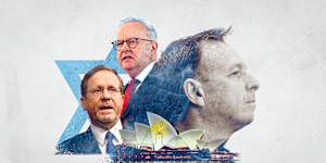 Israeli President Isaac Herzog,Prime Minister Anthony Albanese and Jeremy Leibler