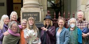 Members of Kinglake Friends of the Forest and Environment East Gippsland with their lawyers at the Supreme Court.