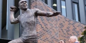 ‘An iconic moment’:Adam Goodes war cry immortalised in bronze