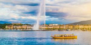 From pressure valve to tourist attraction … Geneva’s Jet d’Eau fountain.