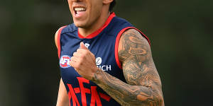 Cautiously optimistic:Melbourne recruit Harley Bennell has been able to join match practice with the Demons after a long lay-off due to injury. 