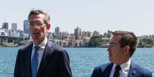 NSW Premier Dominic Perrottet,left,and Tourism Minister Stuart Ayres on Friday.