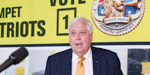 Clive Palmer at a press conference last month.
